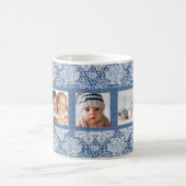 Mug Blue denim lace photo collage family (Centre)
