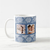 Mug Blue denim lace photo collage family (Gauche)