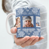 Mug Blue denim lace photo collage family