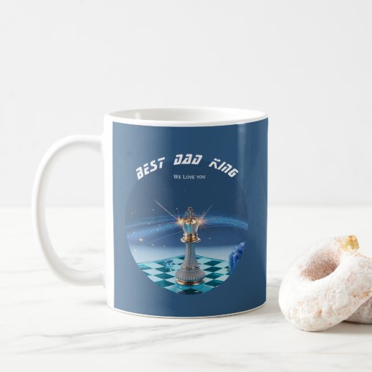 Mug Blue Diamond Metallic Roi Échec Fête des Pères  (Avec donut)