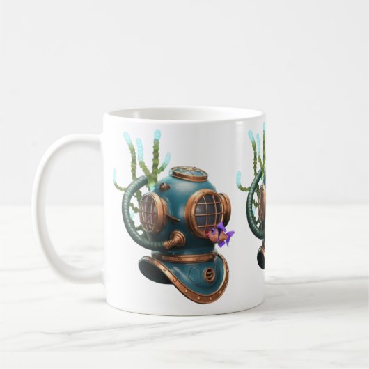Mug Blue Diving Helmet Character with Starfish (Gauche)