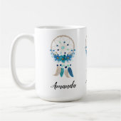 Mug Blue Dreamcatcher Design Boho élégant (Gauche)
