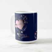 Mug Blue&Fancy Pink 3D Hearts, "Joyeux Anniversaire" a (Devant gauche)