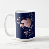 Mug Blue&Fancy Pink 3D Hearts, "Joyeux Anniversaire" a (Gauche)