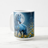 Mug Blue Fantasy Cheval Magique Fleurs de Lune, (Devant gauche)