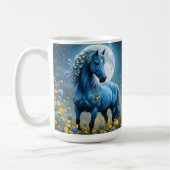 Mug Blue Fantasy Cheval Magique Fleurs de Lune, (Gauche)