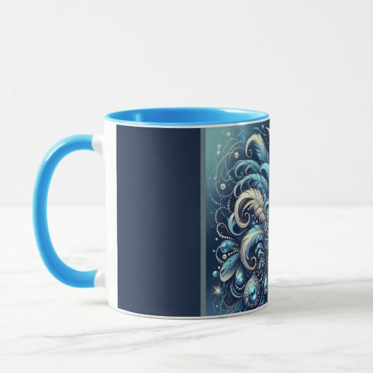 Mug Blue Feather Masquerade Mask Illustration (Gauche)