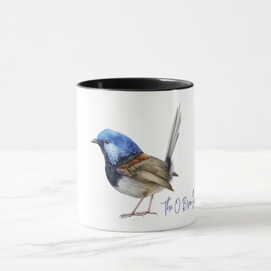 Mug Blue Finch Bird customisable  (Centre)