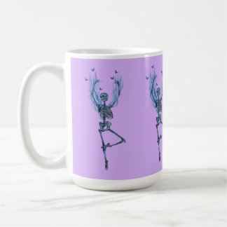 Mug Blue Flames Ballerina Dancing Skeleton Art Purple