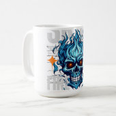 Mug Blue Flaming Skull Streetwear Design | Cyberpunk G (Devant gauche)