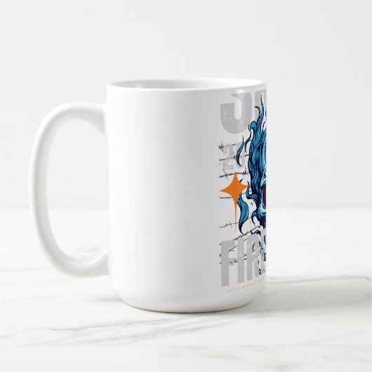 Mug Blue Flaming Skull Streetwear Design | Cyberpunk G (Gauche)