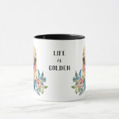 Mug Blue Floral Golden Retriever Life (Centre)