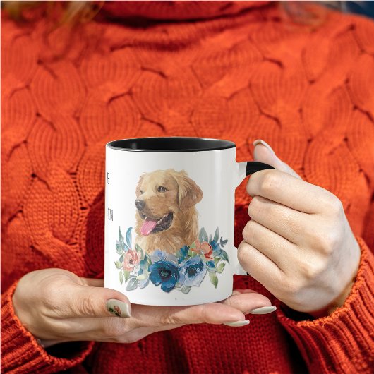 Mug Blue Floral Golden Retriever Life