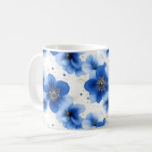 Mug Blue Floral Pattern with Gold Accents (Devant gauche)