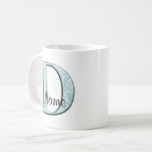 Mug Blue Floral Print D monogramme initiales Coffee Mu (Devant gauche)