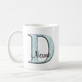 Mug Blue Floral Print D monogramme initiales Coffee Mu (Gauche)
