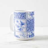 Mug Blue flowers,blue china,porcelain,birds  (Devant gauche)