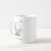 Mug Blue Forklift Truck Art Nom personnalisé (Devant gauche)