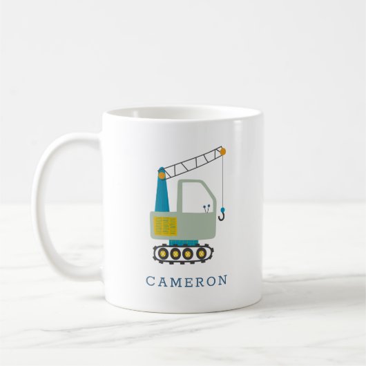 Mug Blue Forklift Truck Art Nom personnalisé (Gauche)