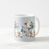 Mug Blue Gingham Baby Cow Pastel Farm Aesthetic (Devant droit)