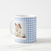 Mug Blue Gingham Custom Photo (Devant gauche)