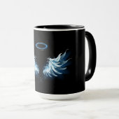 Mug Blue Glowing Angel Wings on black background (Devant droit)