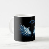 Mug Blue Glowing Angel Wings on black background (Devant gauche)