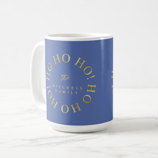 Mug Blue Gold Christmas Ho Ho Ho ID1009 (Devant gauche)