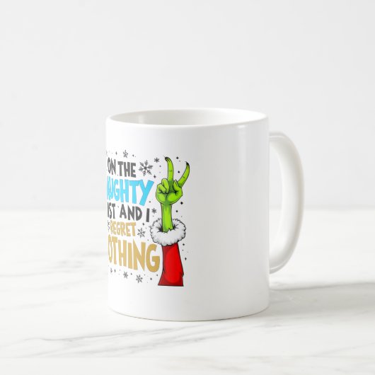 Mug Blue & Gold Naughty List Christmas Creature Design (Devant droit)