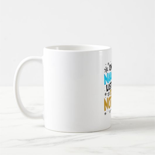 Mug Blue & Gold Naughty List Christmas Creature Design (Gauche)
