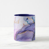 Mug Blue Gold Purple Aquarelle Monogramme Nom Cadeau (Centre)