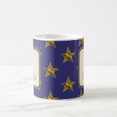 Mug Blue Gold Stars Nom Monogramme Initial (Centre)