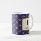 Mug Blue Gold Stars Prénom Monogramme Initial (Devant droit)