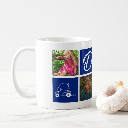Mug Blue Golf Photo Collage Cadeau pour papa Fête des (Avec donut)