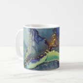 Mug Blue Green Gold Alcohol Ink Liquide Art Abstrait (Devant gauche)