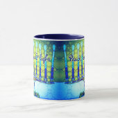 Mug Blue Green Hanoukka Menorah Peace Love Light Citat (Centre)