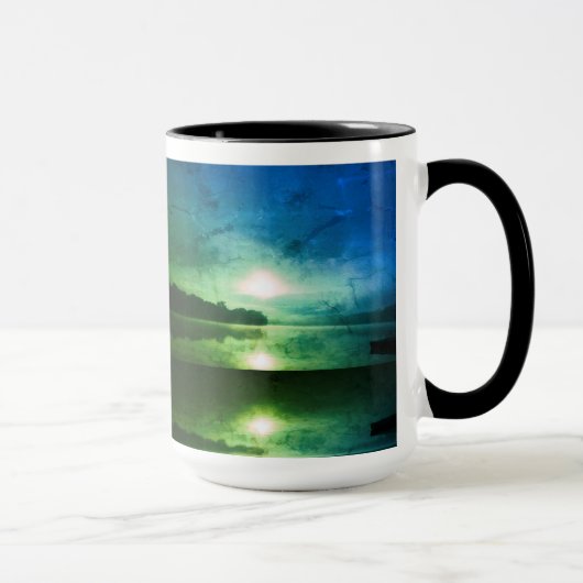 Mug Blue Green Morning Sunrise abstrait à CT River (Droite)