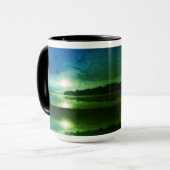 Mug Blue Green Morning Sunrise abstrait à CT River (Devant gauche)