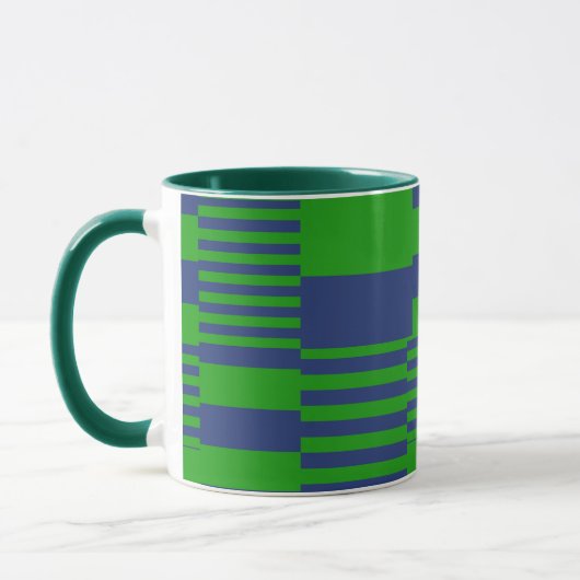 Mug Blue Green Patchwork Stripes Design  (Gauche)