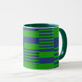 Mug Blue Green Patchwork Stripes Design  (Devant droit)