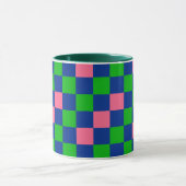 Mug Blue Green Pink Checkered Pattern Design  (Centre)