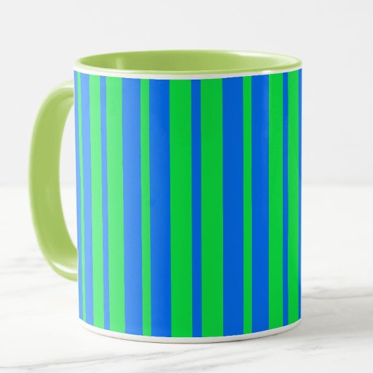 Mug Blue Green Stylish Stripes Pattern Design 