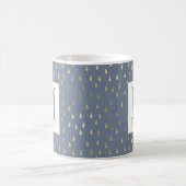 Mug Blue Grey Gold Raindrop Moderne Monogramme tendanc (Centre)