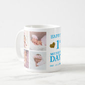 Mug Blue Happy First Mother's Day 5 Photo Collage (Devant gauche)