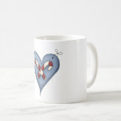 Mug Blue Heart with Candy Canes Country Christmas (Devant droit)