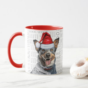 Mug Blue Heeler Chien Père Noël sur Woof Arrière - pla