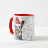 Mug Blue Heeler Chien Père Noël sur Woof Arrière - pla (Devant gauche)