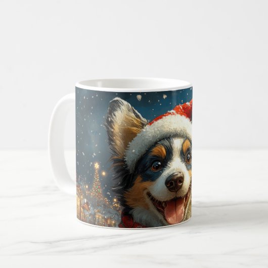 Mug Blue Heeler Dog Roller Dessous de verre Noël (Devant gauche)