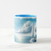 Mug Blue Horizon Solitary Sailboat (Centre)