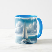 Mug Blue Horizon Solitary Sailboat (Devant droit)